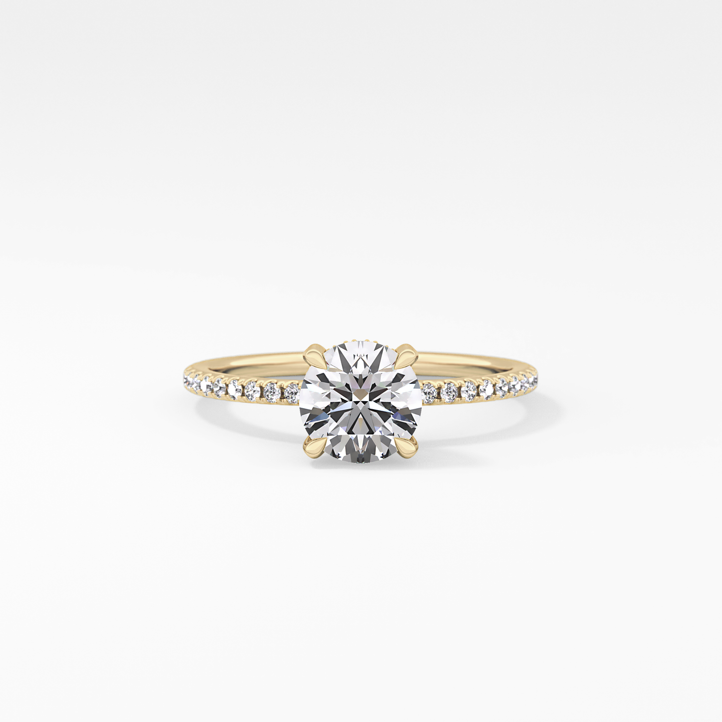 Round Cut 1.03 Carat Moissanite Ring – Halo and Pave Setting in Gold