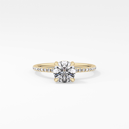 Round Cut 1.03 Carat Moissanite Ring – Halo and Pave Setting in Gold