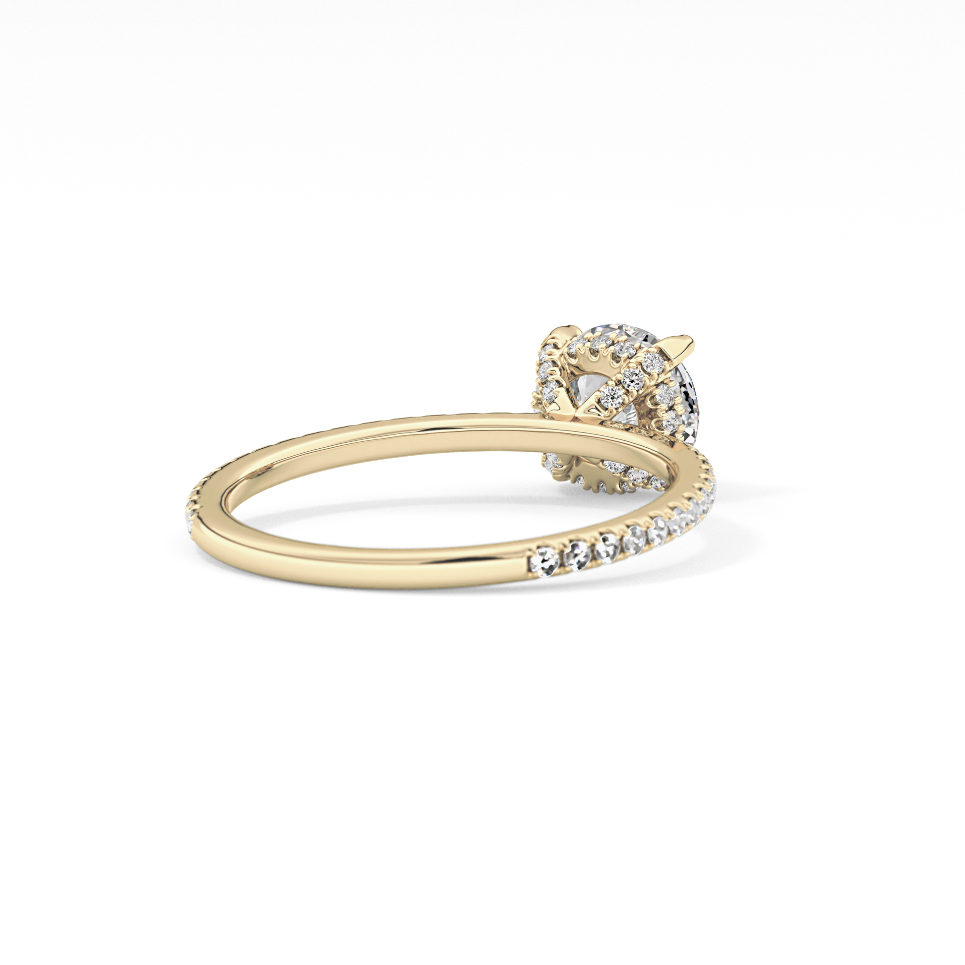 Round Cut 1.03 Carat Moissanite Ring – Halo and Pave Setting in Gold