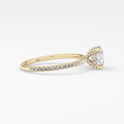 Round Cut 1.03 Carat Moissanite Ring – Halo and Pave Setting in Gold