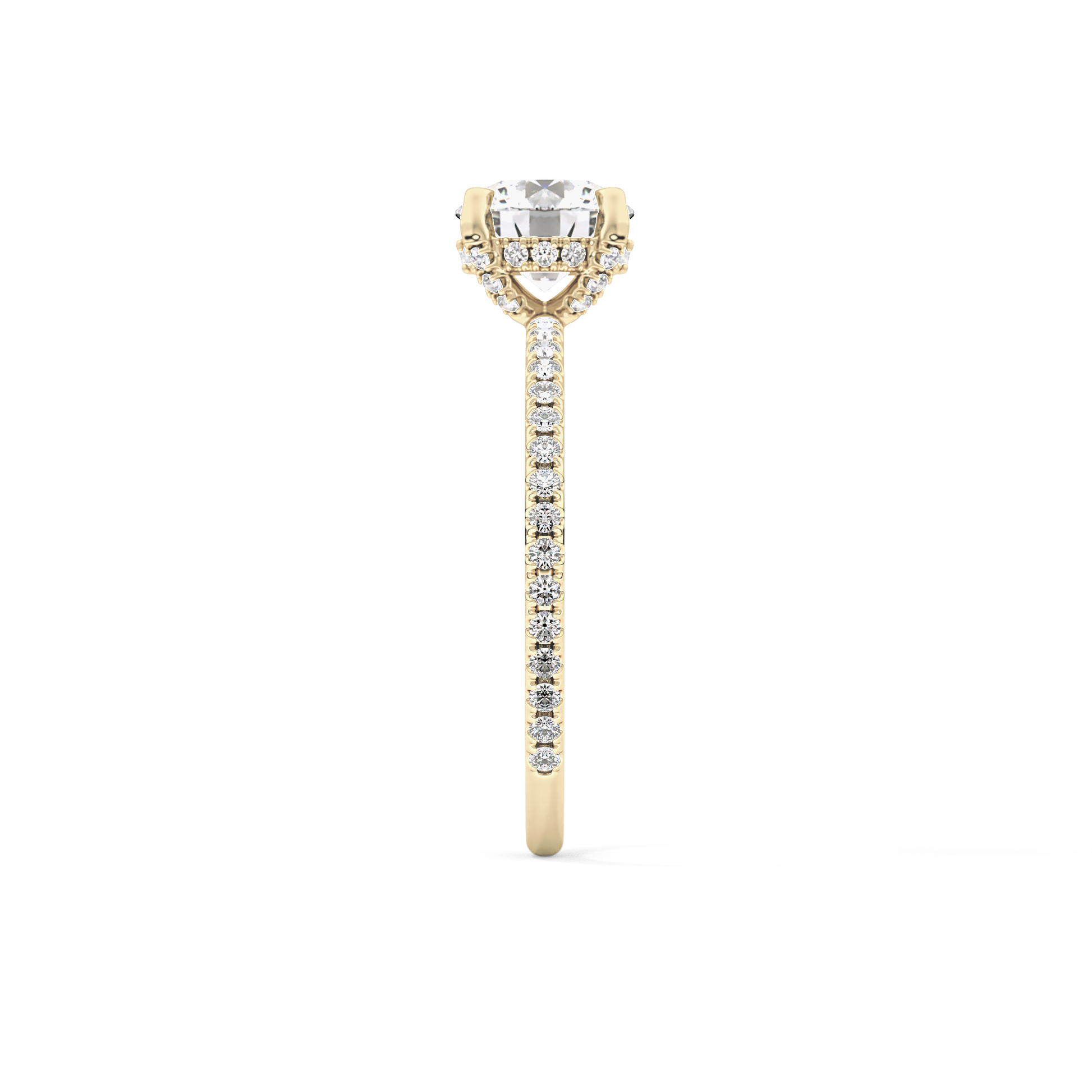 Round Cut 1.03 Carat Moissanite Ring – Halo and Pave Setting in Gold