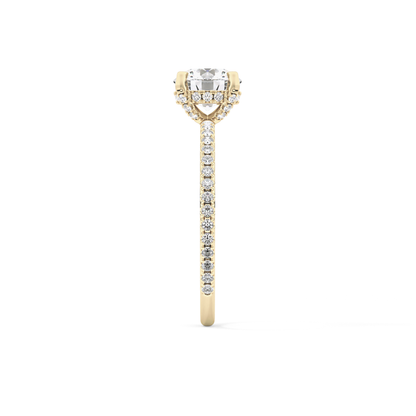 Round Cut 1.03 Carat Moissanite Ring – Halo and Pave Setting in Gold