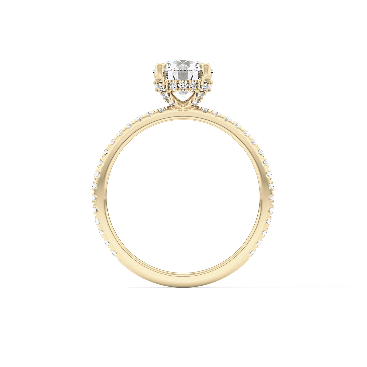 Round Cut 1.03 Carat Moissanite Ring – Halo and Pave Setting in Gold