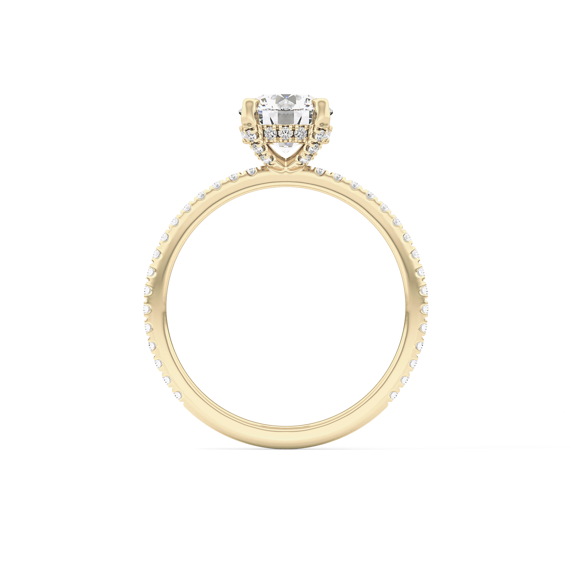 Round Cut 1.03 Carat Moissanite Ring – Halo and Pave Setting in Gold