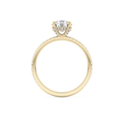 Round Cut 1.03 Carat Moissanite Ring – Halo and Pave Setting in Gold