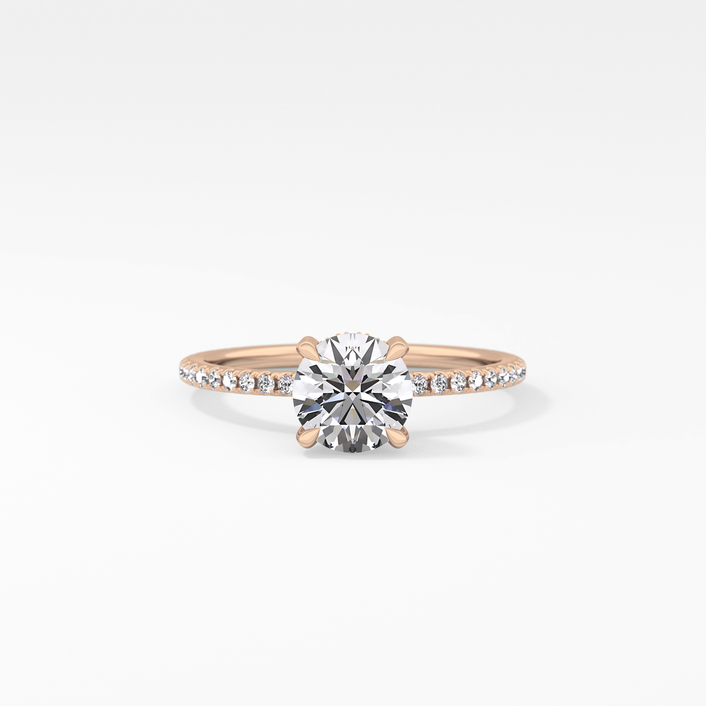 Round Cut 1.03 Carat Moissanite Ring – Halo and Pave Setting in Gold