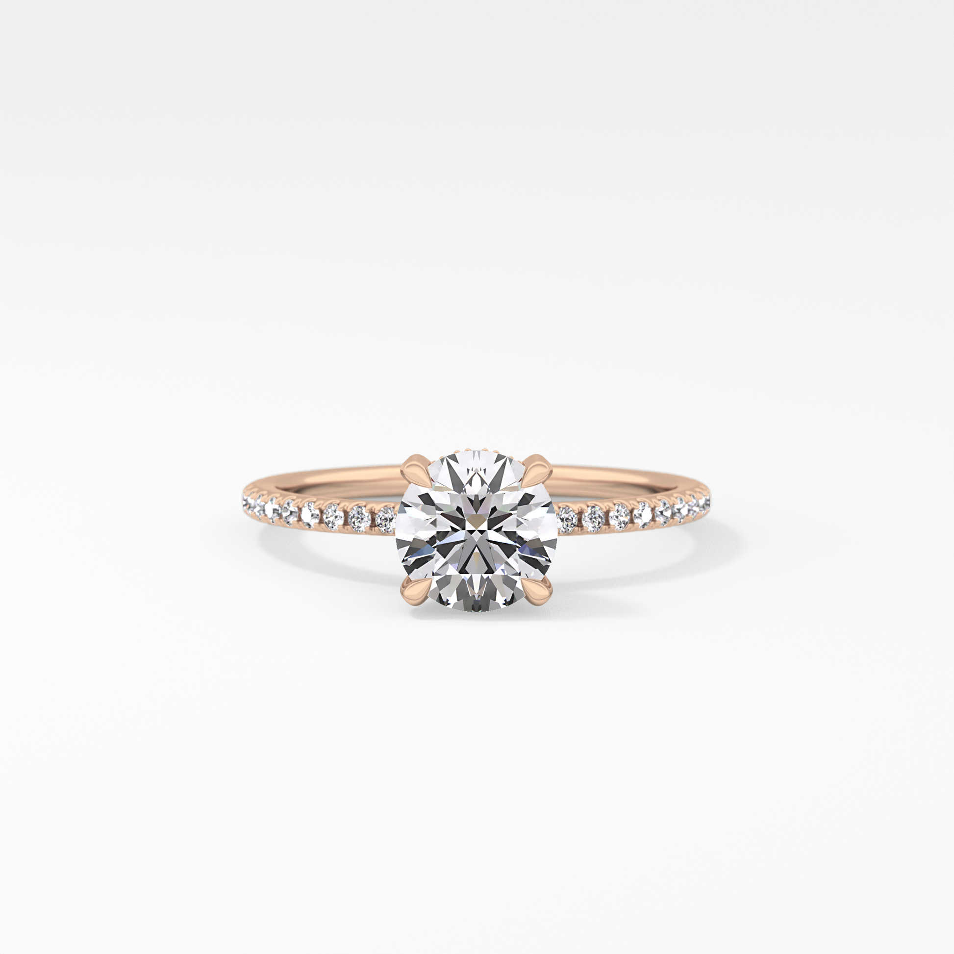 Round Cut 1.03 Carat Moissanite Ring – Halo and Pave Setting in Gold