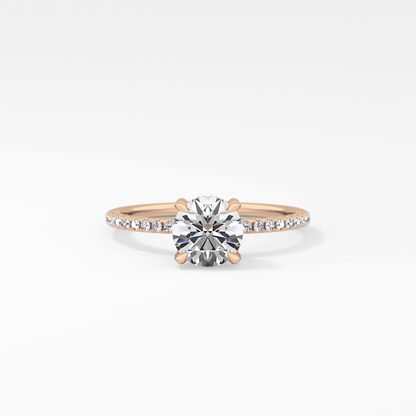 Round Cut 1.03 Carat Moissanite Ring – Halo and Pave Setting in Gold