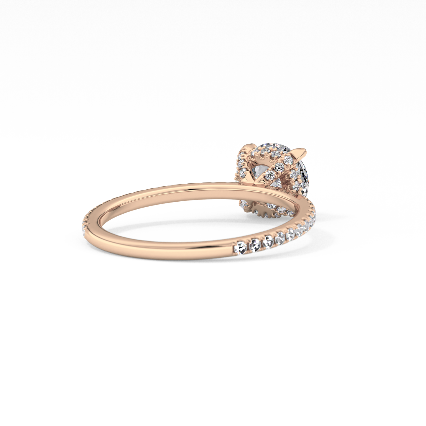 Round Cut 1.03 Carat Moissanite Ring – Halo and Pave Setting in Gold