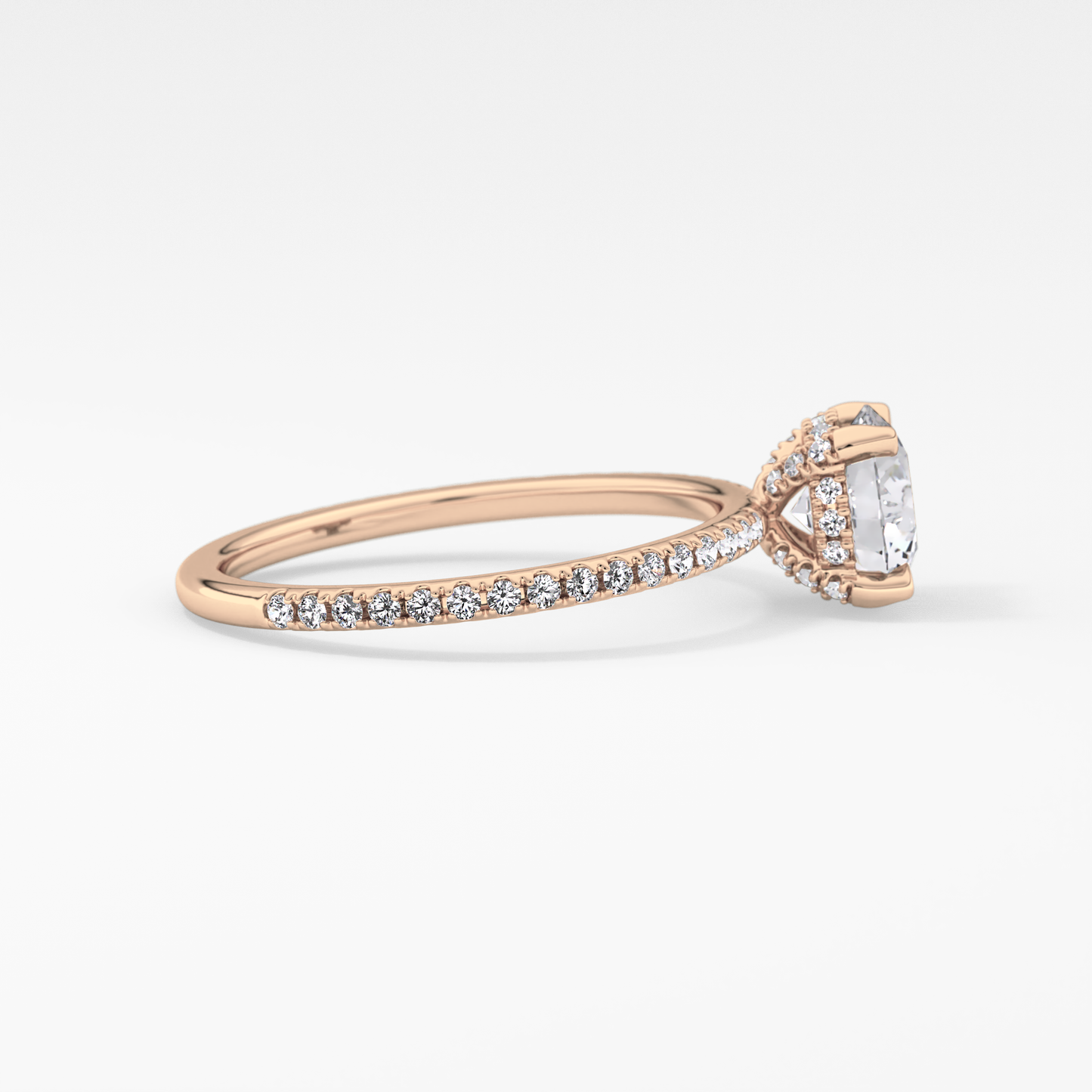 Round Cut 1.03 Carat Moissanite Ring – Halo and Pave Setting in Gold
