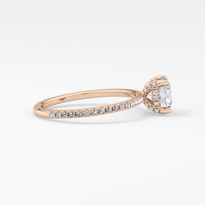 Round Cut 1.03 Carat Moissanite Ring – Halo and Pave Setting in Gold