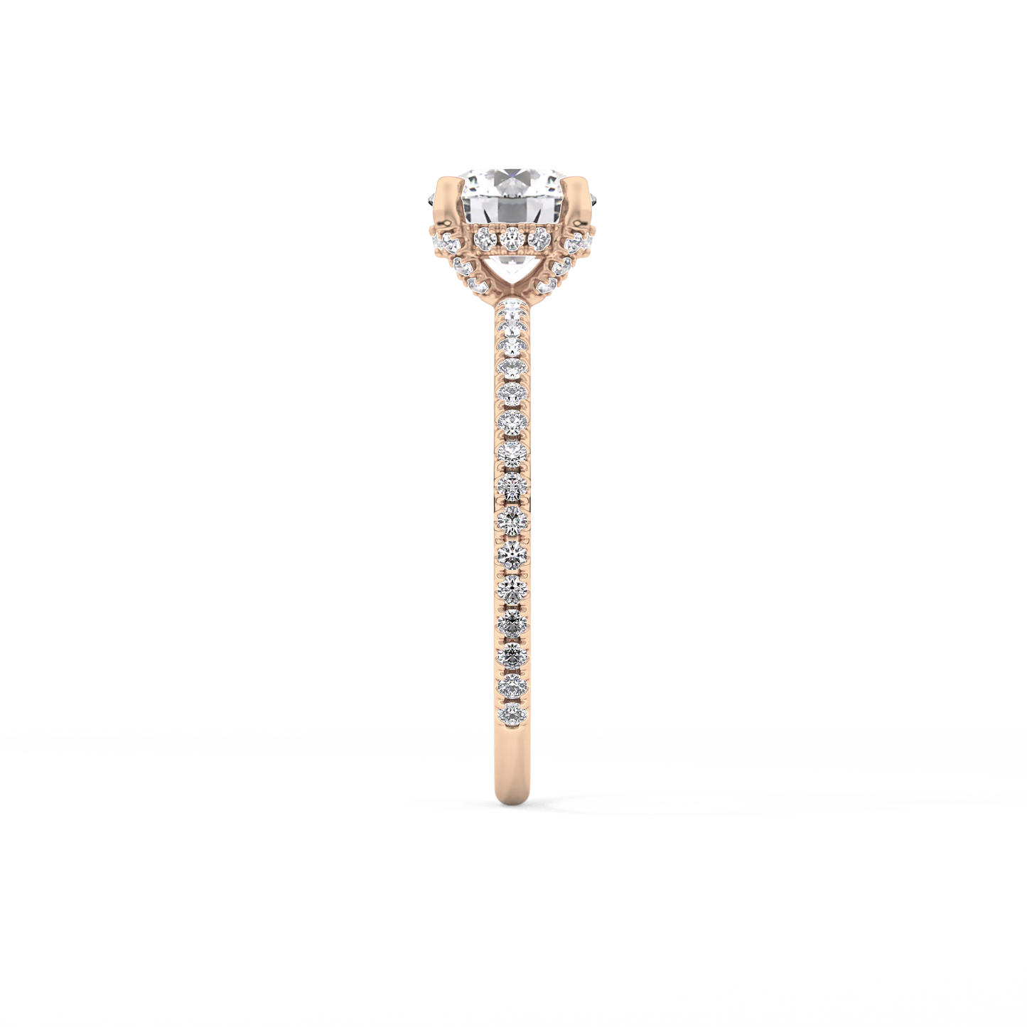 Round Cut 1.03 Carat Moissanite Ring – Halo and Pave Setting in Gold