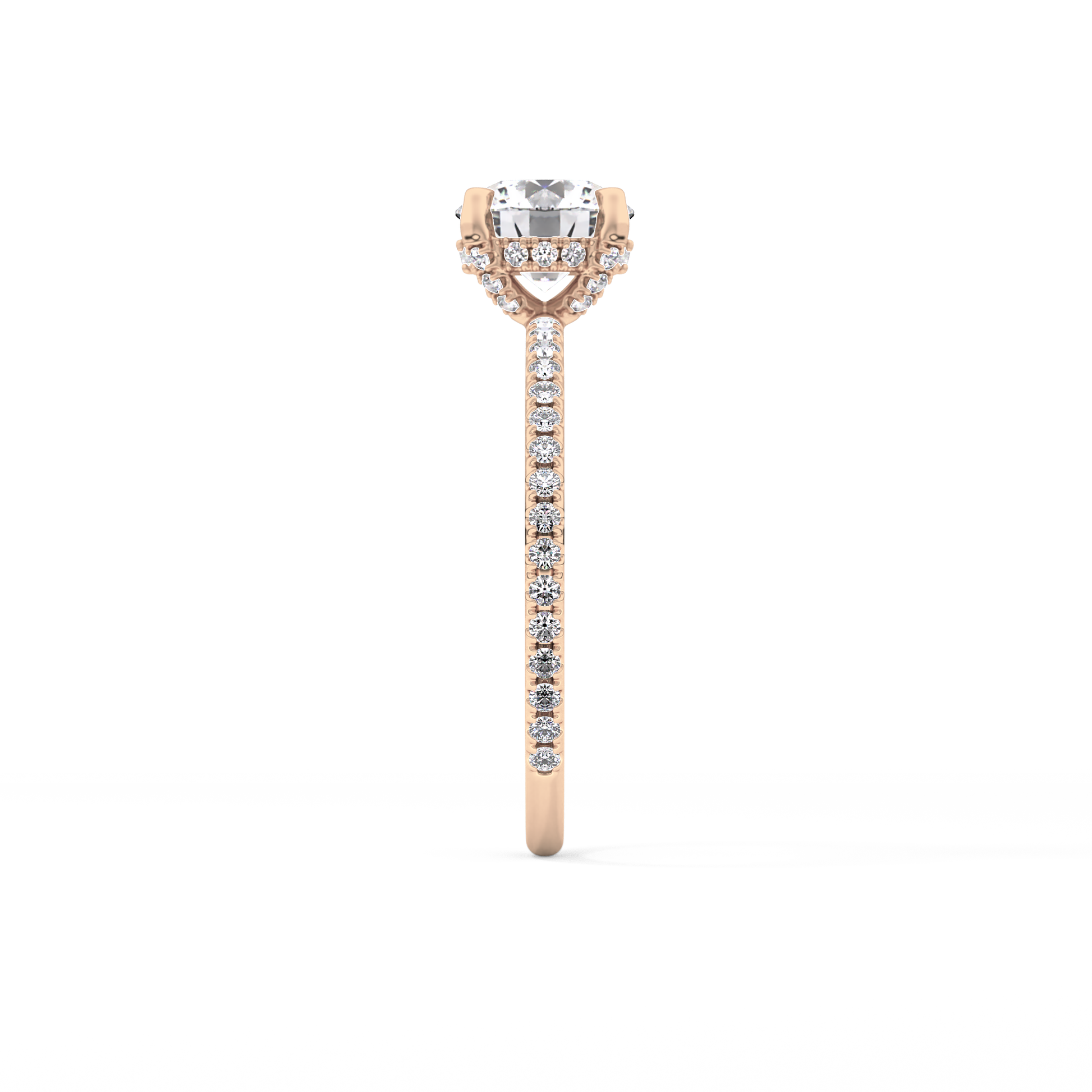 Round Cut 1.03 Carat Moissanite Ring – Halo and Pave Setting in Gold
