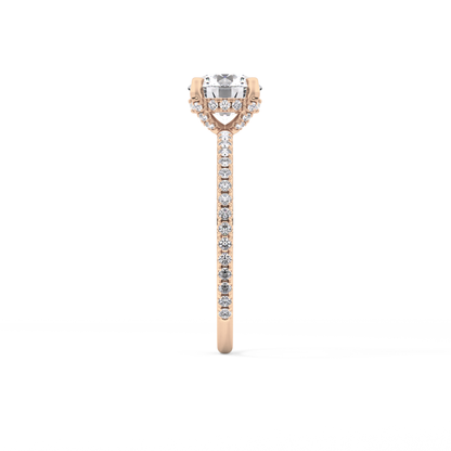 Round Cut 1.03 Carat Moissanite Ring – Halo and Pave Setting in Gold