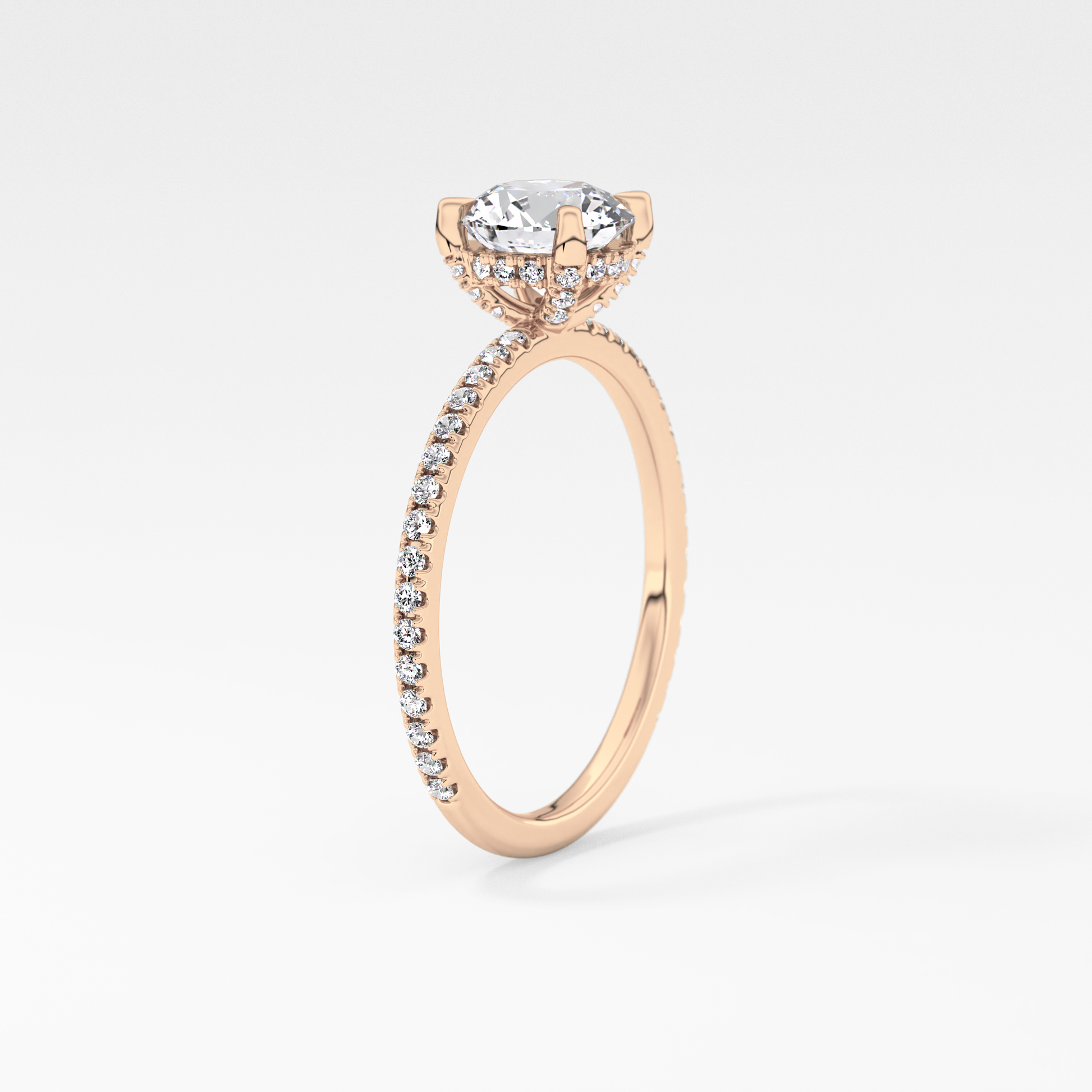 Round Cut 1.03 Carat Moissanite Ring – Halo and Pave Setting in Gold