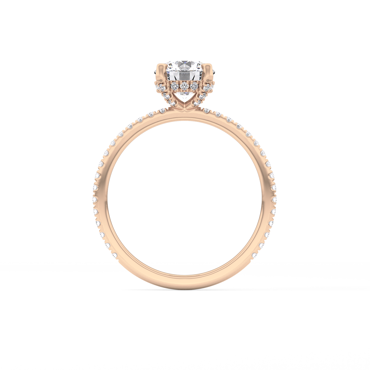 Round Cut 1.03 Carat Moissanite Ring – Halo and Pave Setting in Gold
