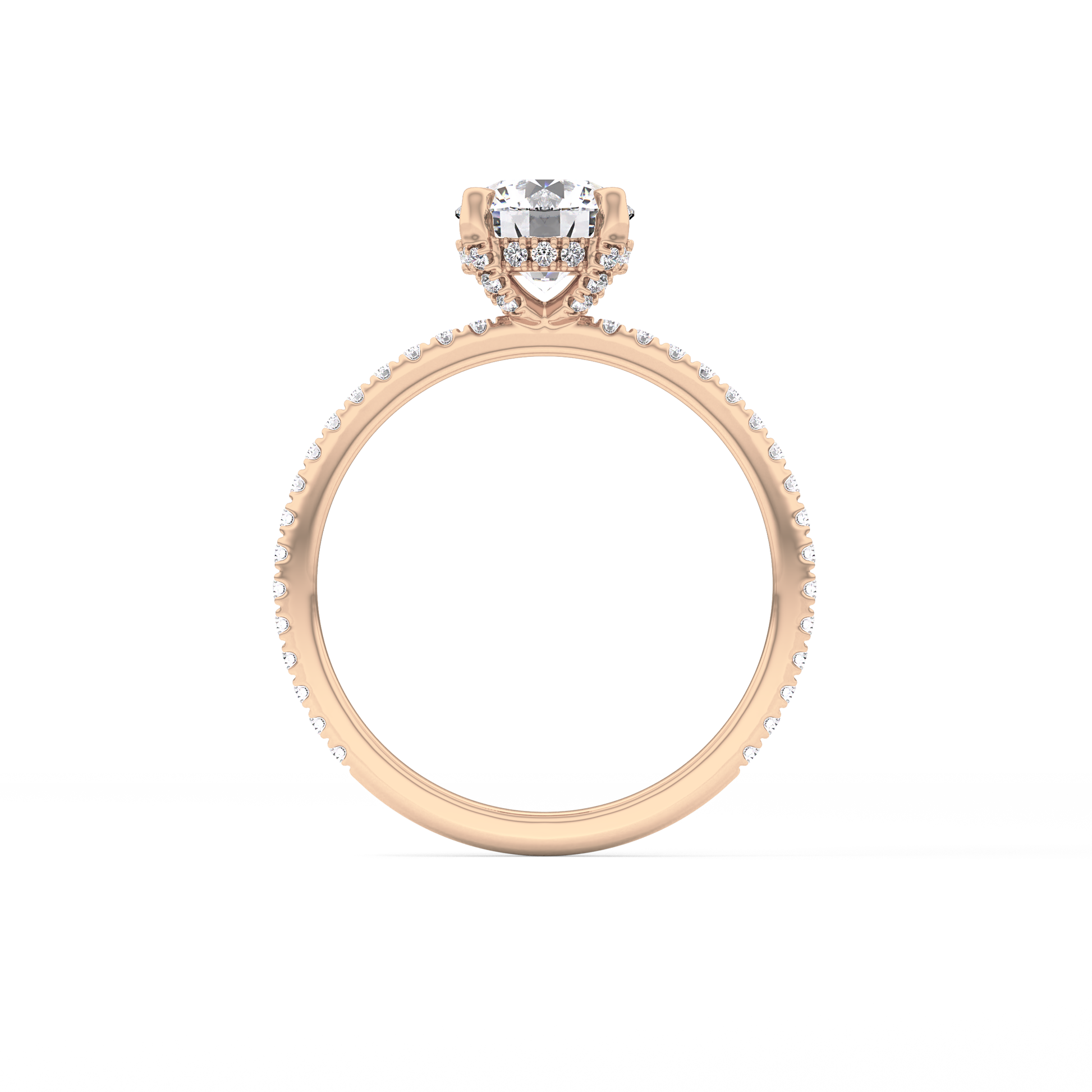 Round Cut 1.03 Carat Moissanite Ring – Halo and Pave Setting in Gold