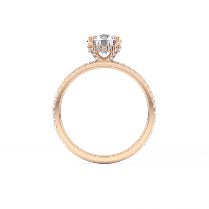 Round Cut 1.03 Carat Moissanite Ring – Halo and Pave Setting in Gold
