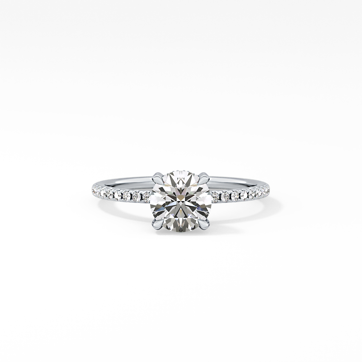 Round Cut 1.03 Carat Moissanite Ring – Halo and Pave Setting in Gold