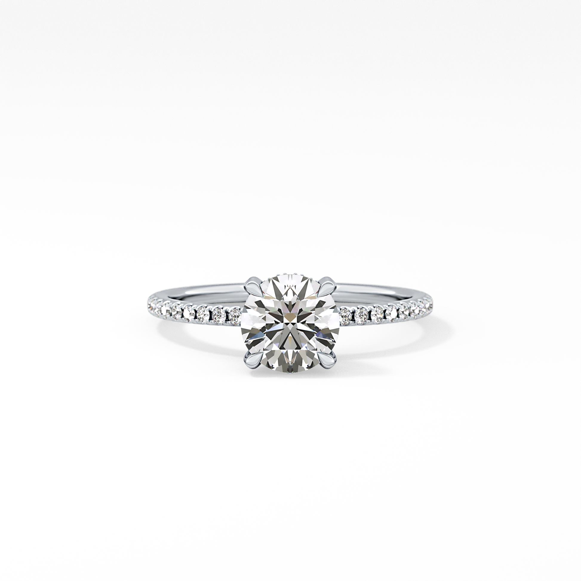 Round Cut 1.03 Carat Moissanite Ring – Halo and Pave Setting in Gold
