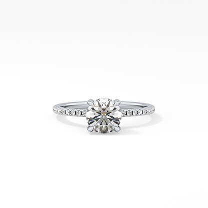 Round Cut 1.03 Carat Moissanite Ring – Halo and Pave Setting in Gold