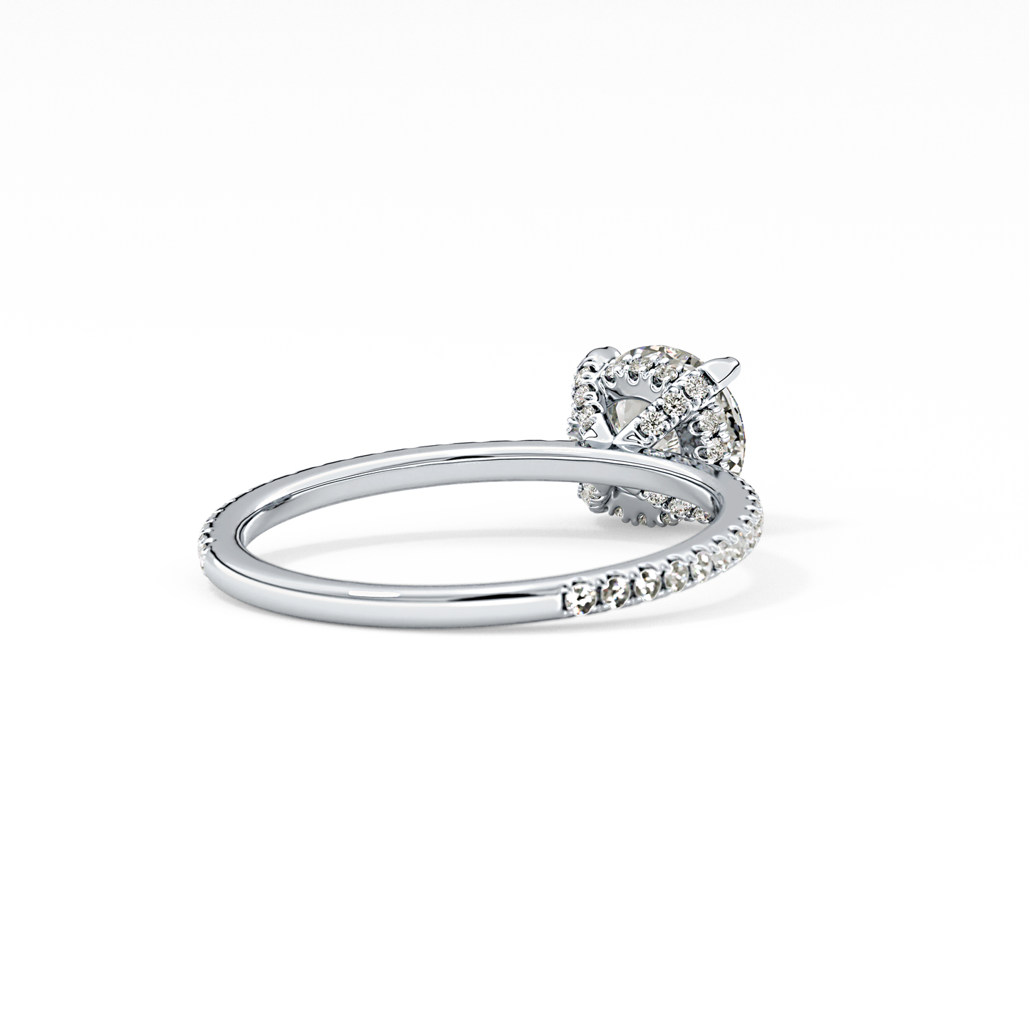 Round Cut 1.03 Carat Moissanite Ring – Halo and Pave Setting in Gold