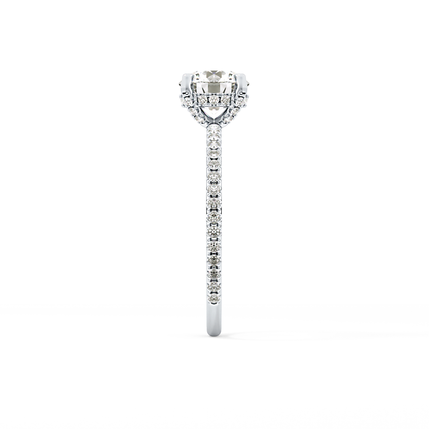 Round Cut 1.03 Carat Moissanite Ring – Halo and Pave Setting in Gold