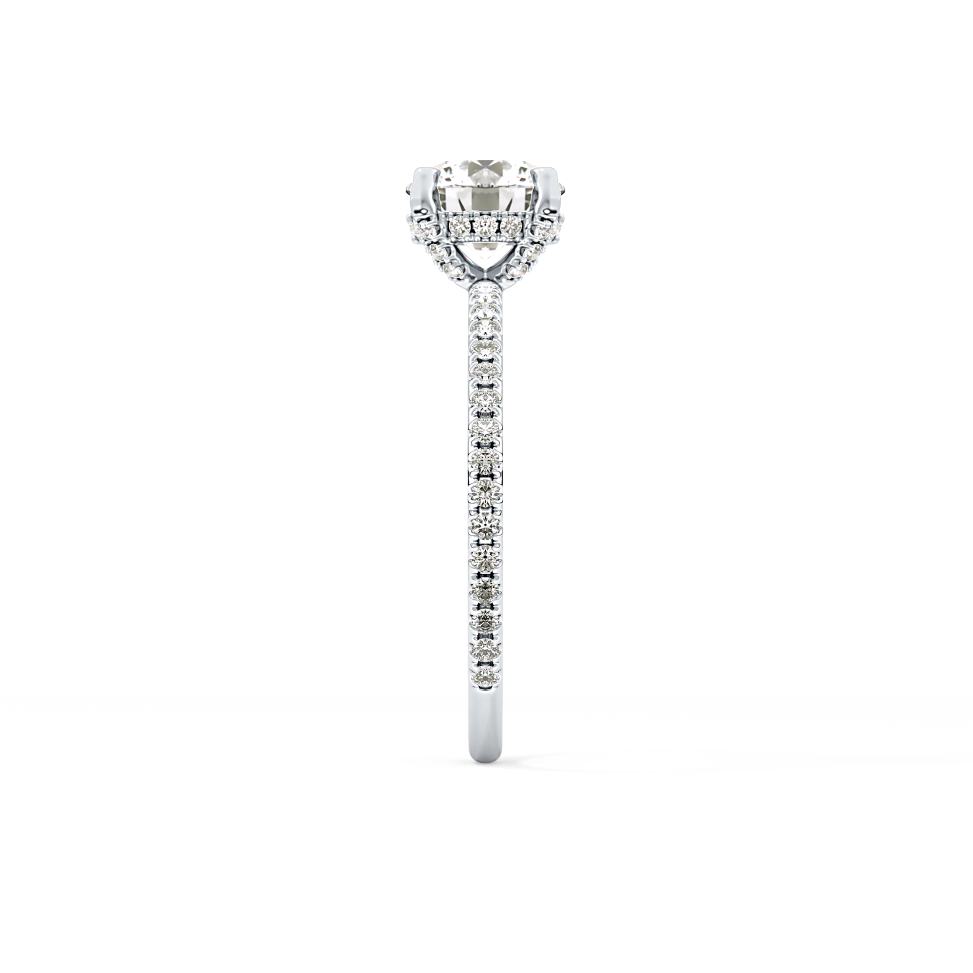 Round Cut 1.03 Carat Moissanite Ring – Halo and Pave Setting in Gold