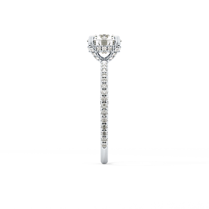 Round Cut 1.03 Carat Moissanite Ring – Halo and Pave Setting in Gold
