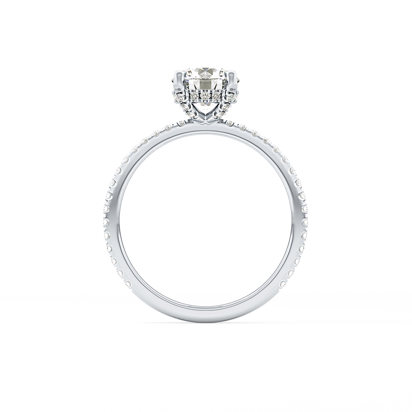 Round Cut 1.03 Carat Moissanite Ring – Halo and Pave Setting in Gold