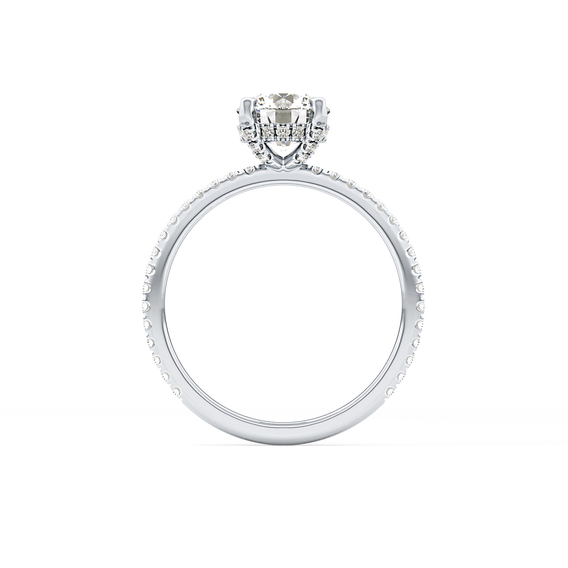 Round Cut 1.03 Carat Moissanite Ring – Halo and Pave Setting in Gold