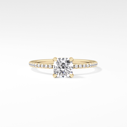 Cushion Cut 0.95 Carat Moissanite Ring – Halo and Pave Setting in Gold