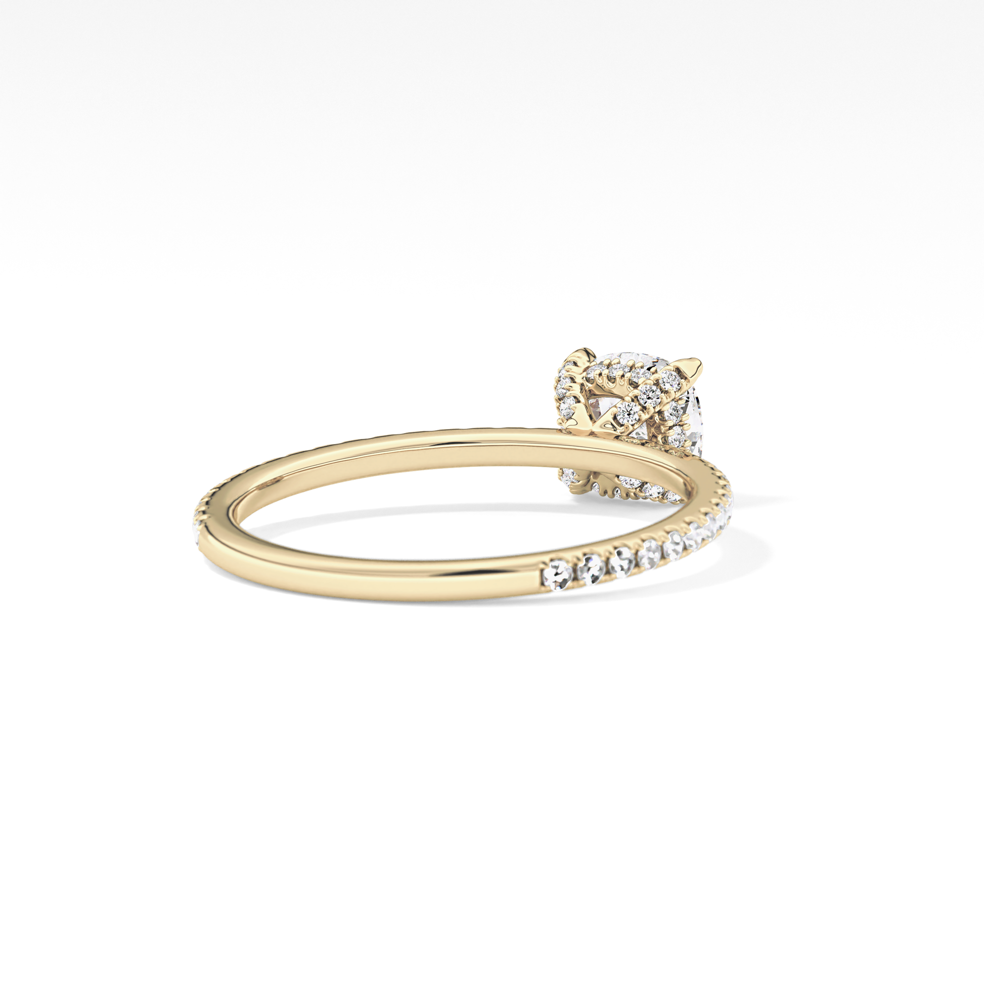Cushion Cut 0.95 Carat Moissanite Ring – Halo and Pave Setting in Gold
