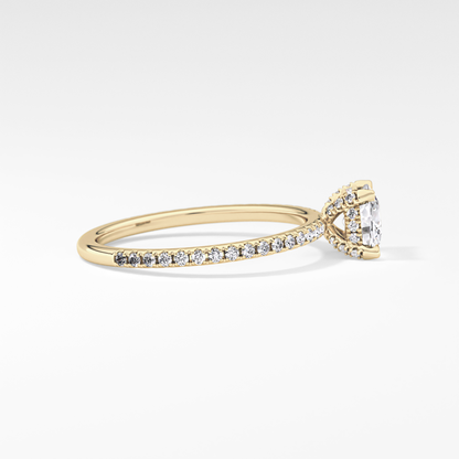 Cushion Cut 0.95 Carat Moissanite Ring – Halo and Pave Setting in Gold