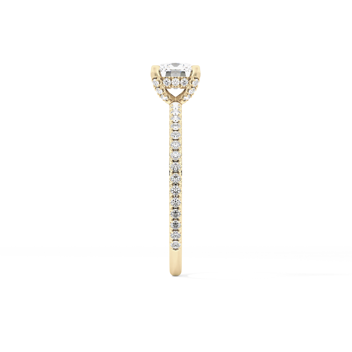 Cushion Cut 0.95 Carat Moissanite Ring – Halo and Pave Setting in Gold