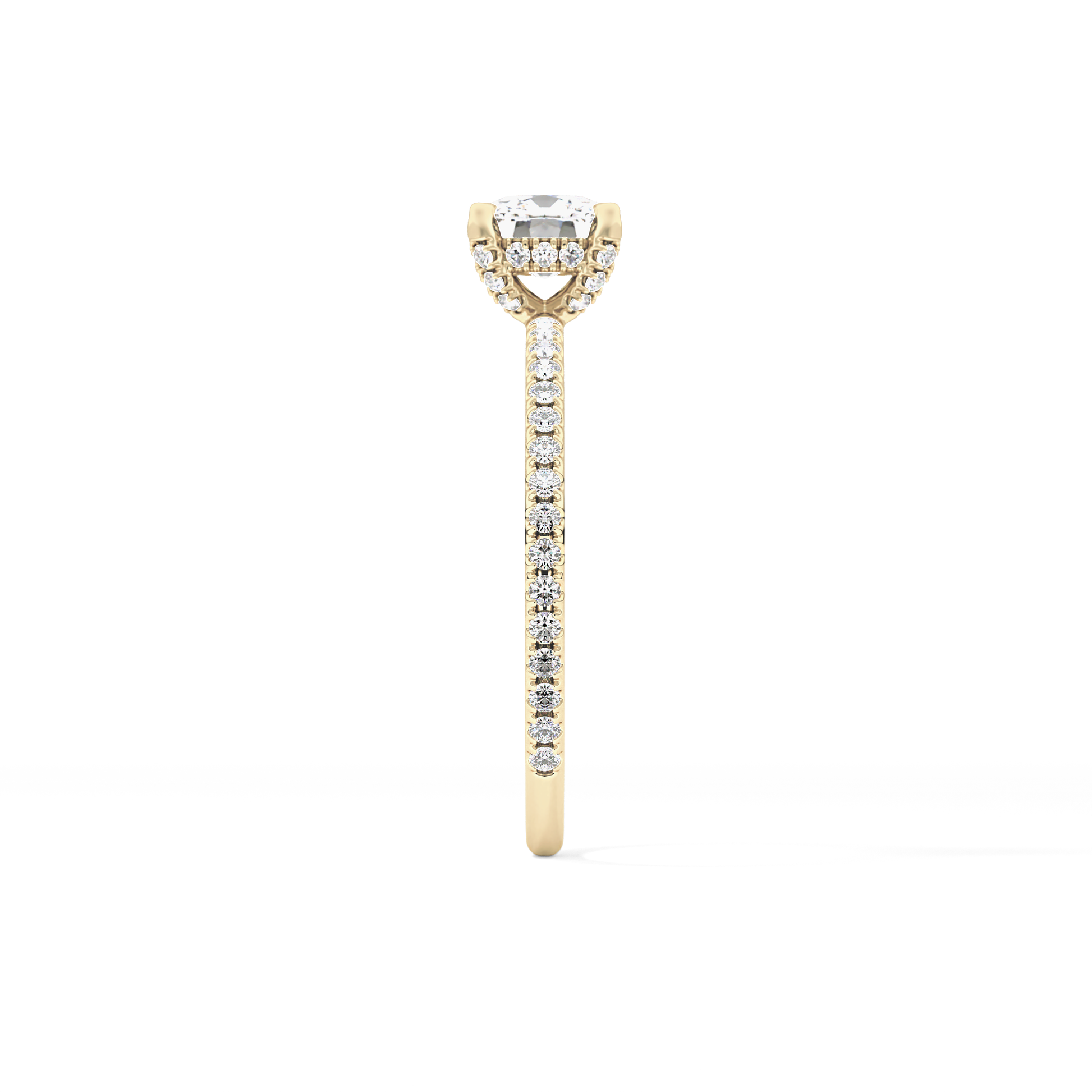 Cushion Cut 0.95 Carat Moissanite Ring – Halo and Pave Setting in Gold