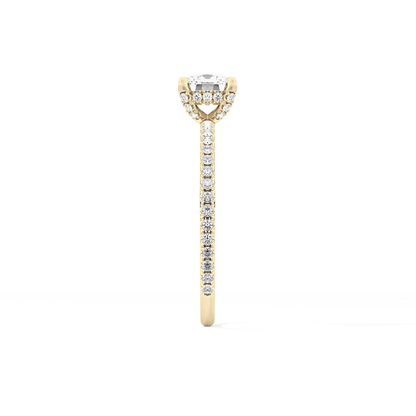 Cushion Cut 0.95 Carat Moissanite Ring – Halo and Pave Setting in Gold