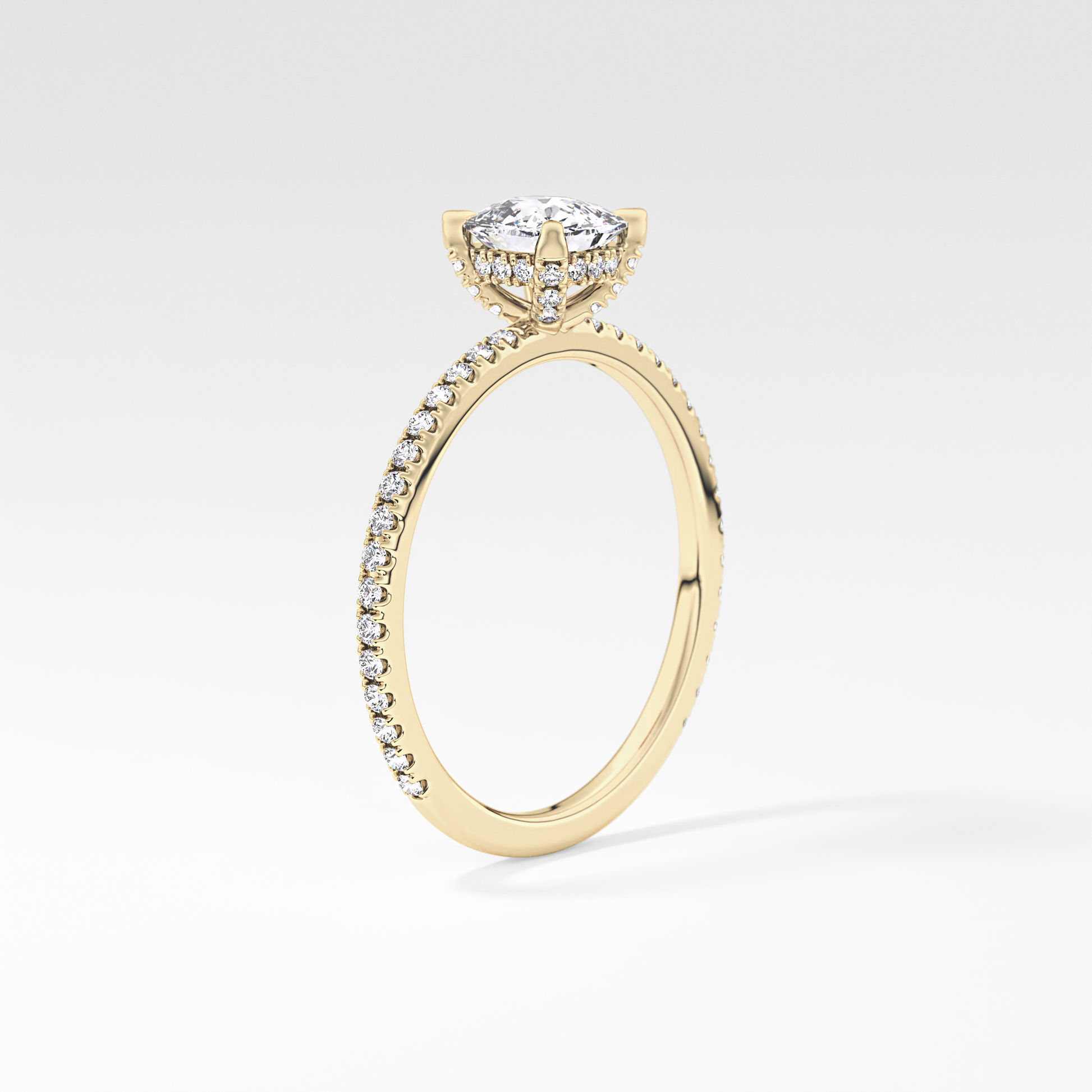 Cushion Cut 0.95 Carat Moissanite Ring – Halo and Pave Setting in Gold