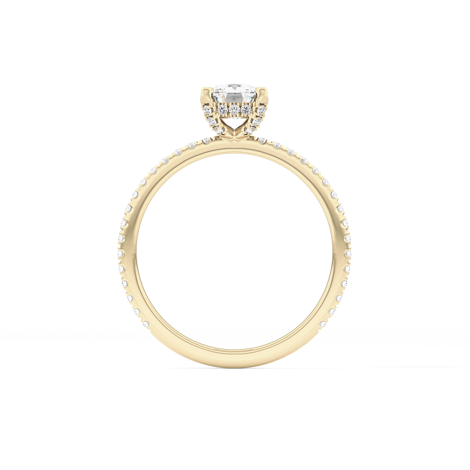 Cushion Cut 0.95 Carat Moissanite Ring – Halo and Pave Setting in Gold