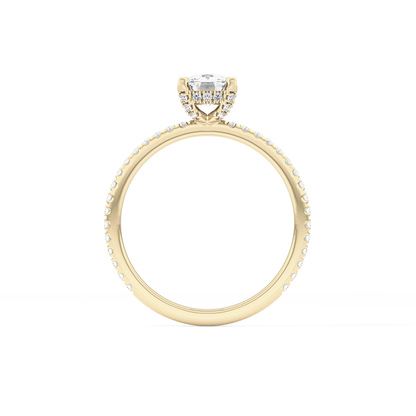 Cushion Cut 0.95 Carat Moissanite Ring – Halo and Pave Setting in Gold