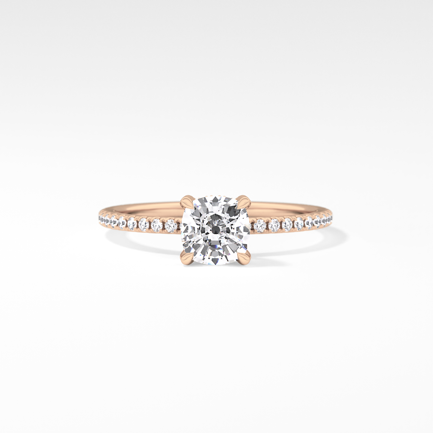 Cushion Cut 0.95 Carat Moissanite Ring – Halo and Pave Setting in Gold