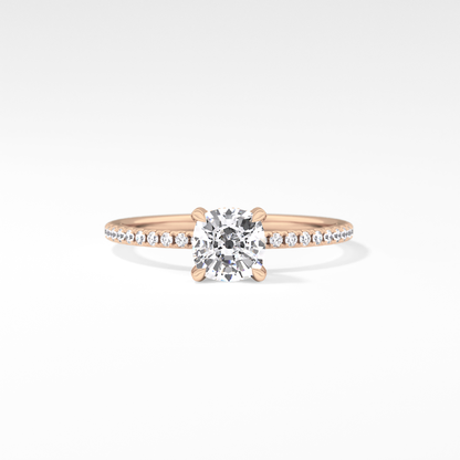 Cushion Cut 0.95 Carat Moissanite Ring – Halo and Pave Setting in Gold
