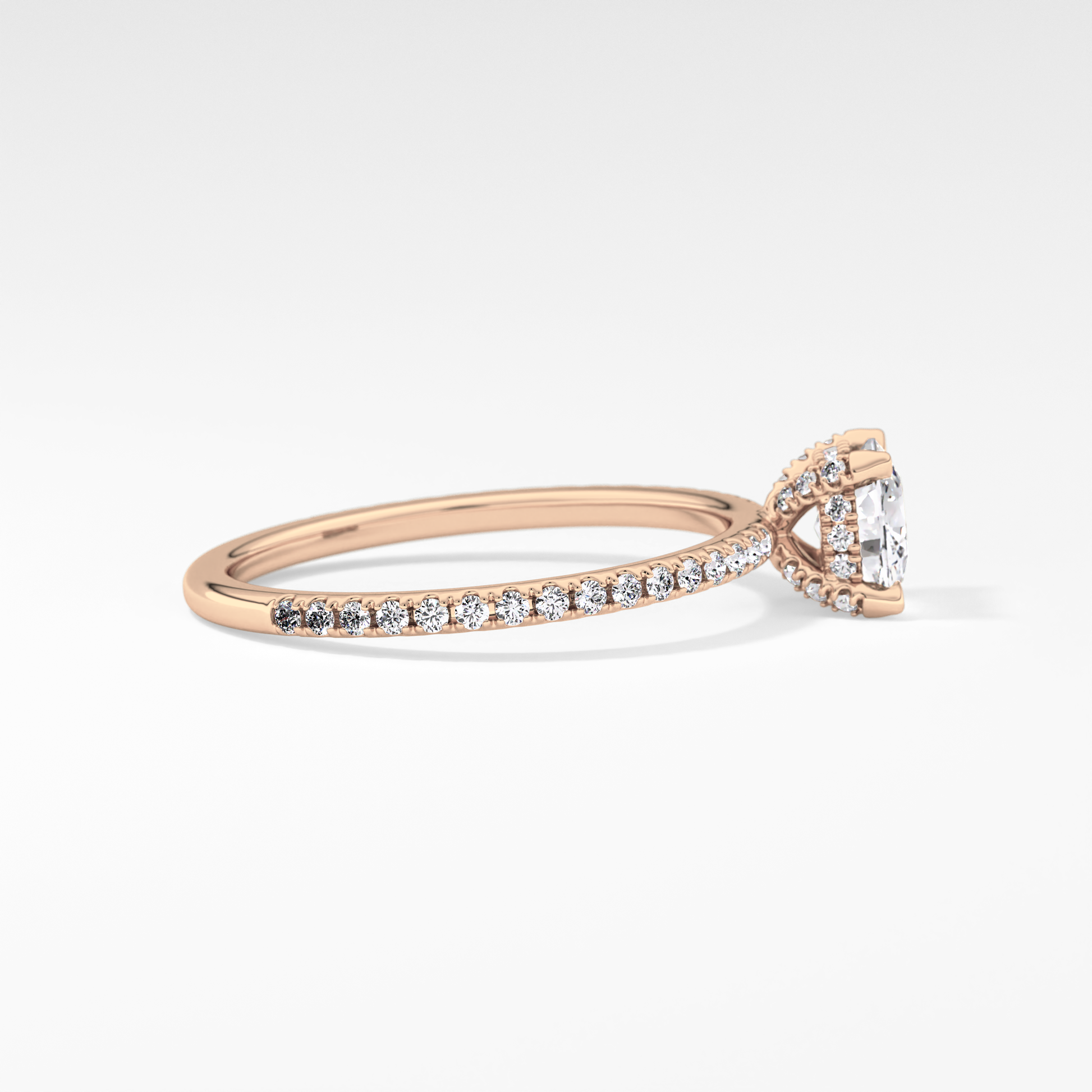 Cushion Cut 0.95 Carat Moissanite Ring – Halo and Pave Setting in Gold
