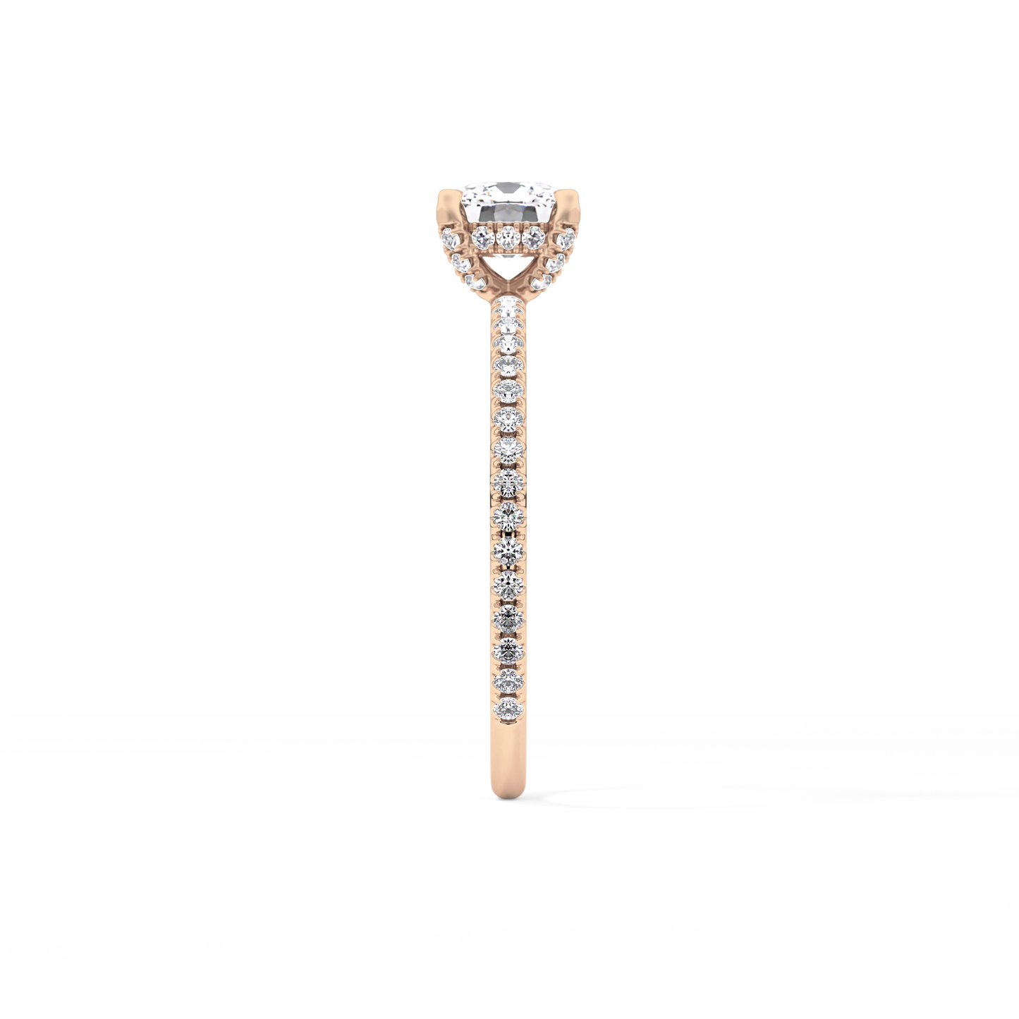 Cushion Cut 0.95 Carat Moissanite Ring – Halo and Pave Setting in Gold