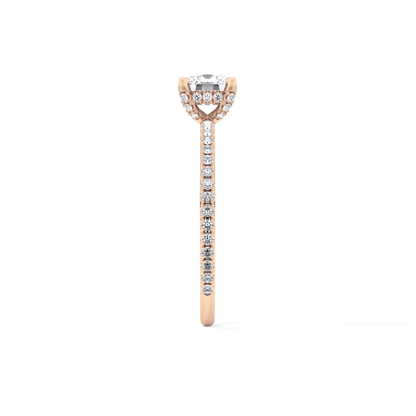 Cushion Cut 0.95 Carat Moissanite Ring – Halo and Pave Setting in Gold