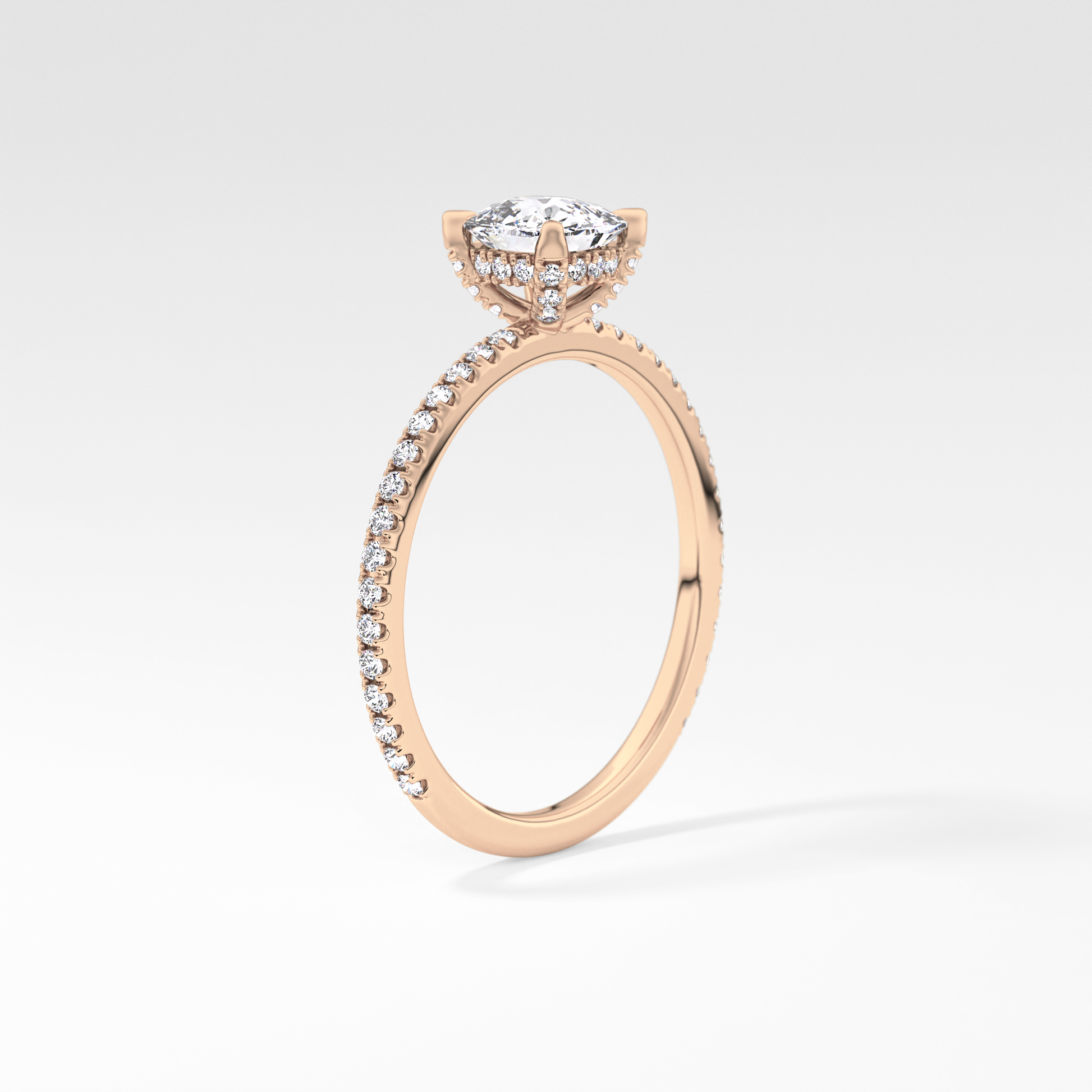 Cushion Cut 0.95 Carat Moissanite Ring – Halo and Pave Setting in Gold