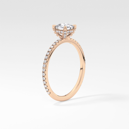 Cushion Cut 0.95 Carat Moissanite Ring – Halo and Pave Setting in Gold