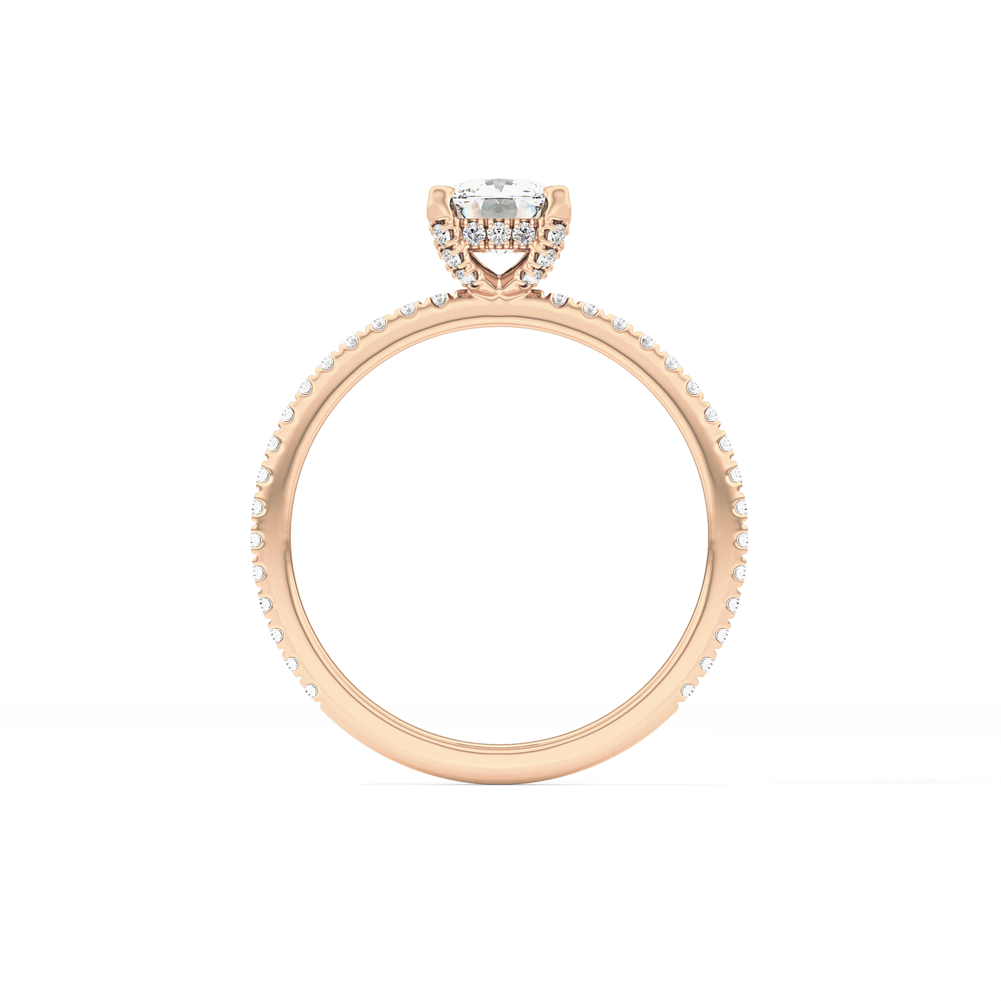Cushion Cut 0.95 Carat Moissanite Ring – Halo and Pave Setting in Gold