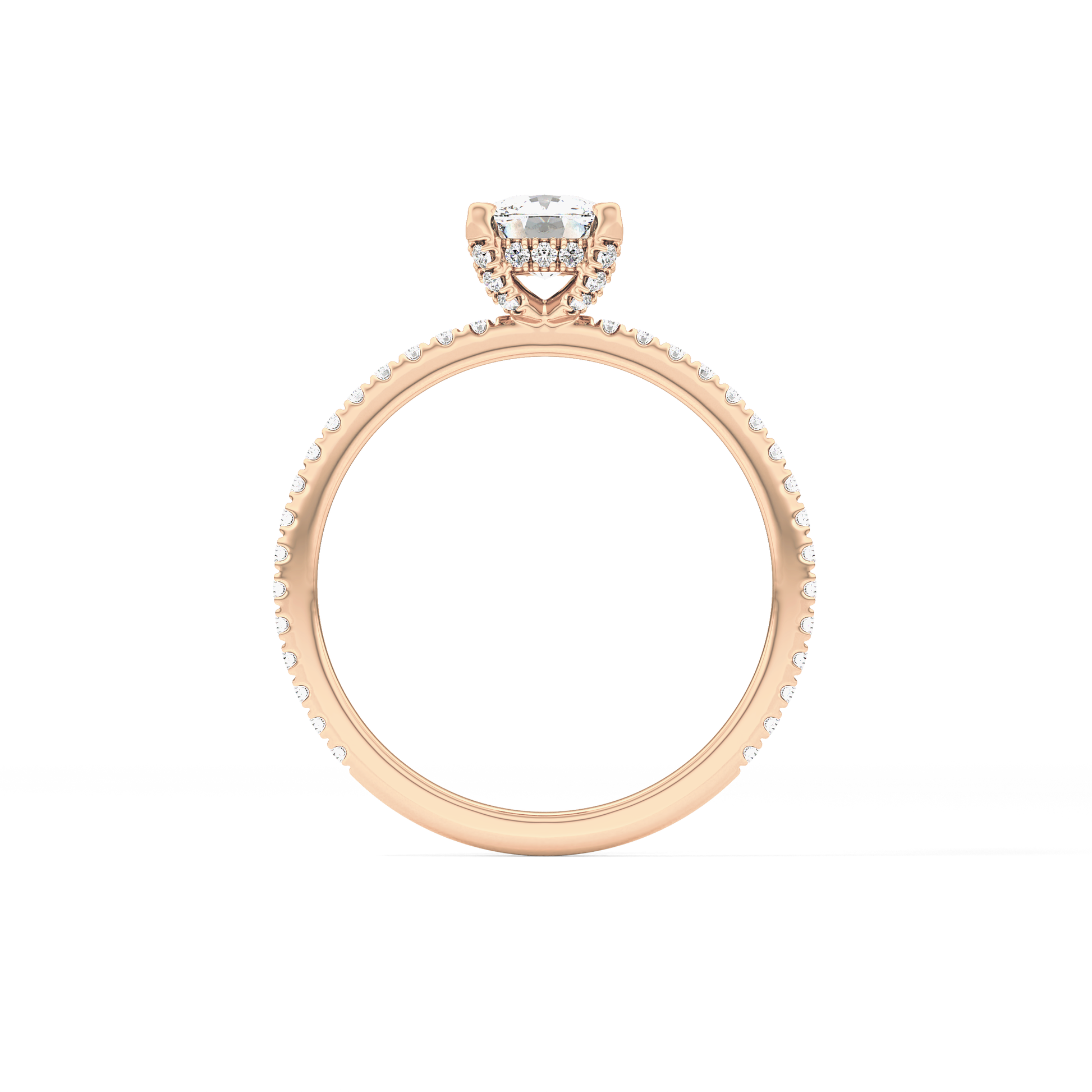 Cushion Cut 0.95 Carat Moissanite Ring – Halo and Pave Setting in Gold