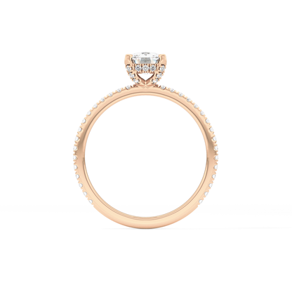 Cushion Cut 0.95 Carat Moissanite Ring – Halo and Pave Setting in Gold